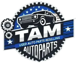 "TAM-Autoparts logo featuring a stylized car and gear icon.